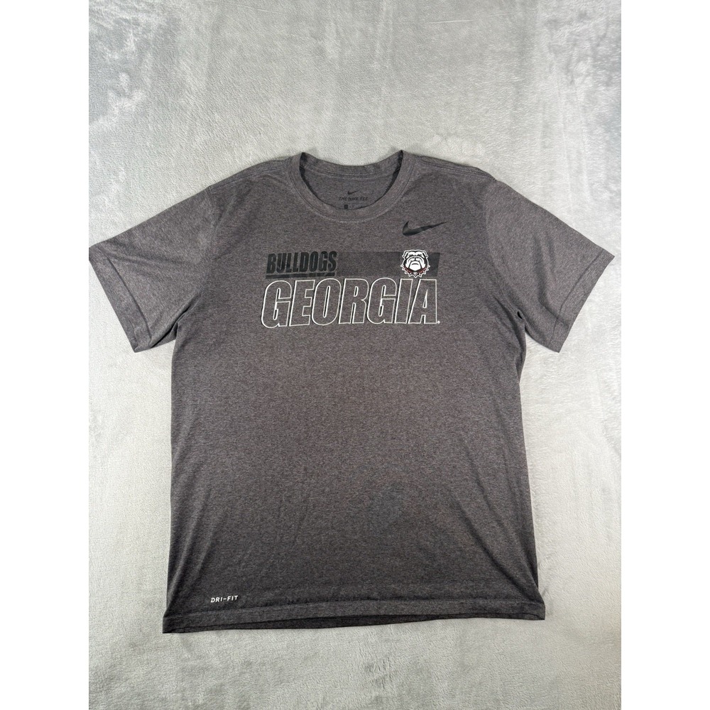 Nike Georgia Bulldogs Shirt Men's Large Grey Dri Fit Performance Tee